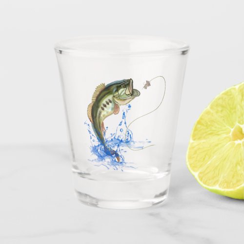 Jumping Bass Fishing Shot Glass