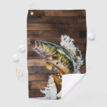 Jumping Bass Gone Fishing Golf Towel at Zazzle
