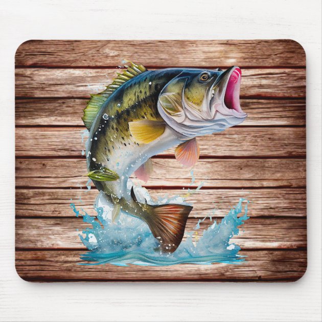 Jumping Bass Gone Fishing Mouse Pad