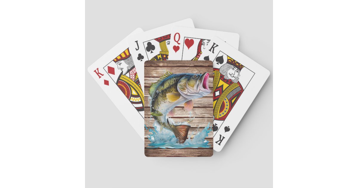 Jumping Bass Gone Fishing Playing Cards
