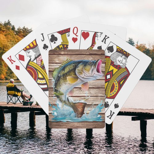Jumping Bass Gone Fishing Playing Cards