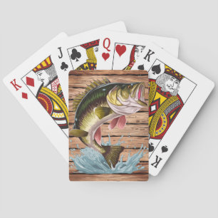 Jumping Bass Gone Fishing Poker Cards