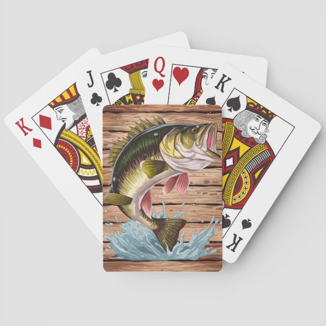 Jumping Bass Gone Fishing Poker Cards (Back)