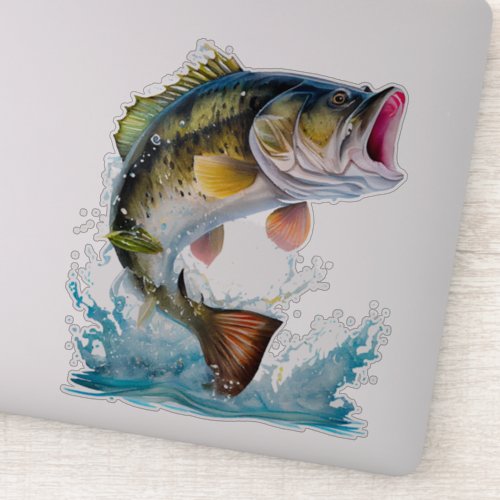 Jumping Bass Gone Fishing Sticker