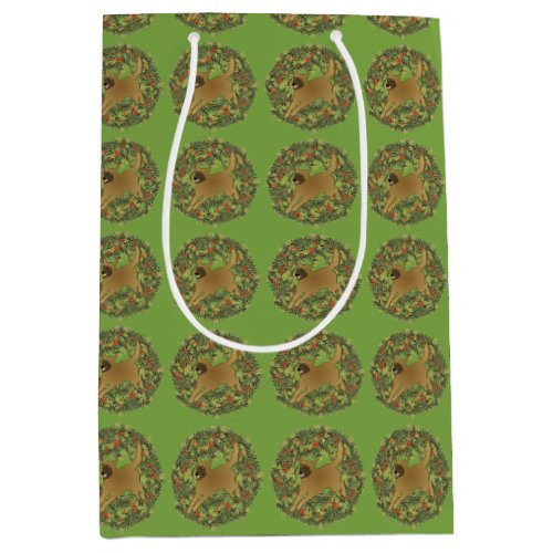 Jumping Belgian Malinois Wreath Medium Gift Bag