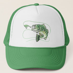 Jumping Bigmouth Bass Fishing Trucker Hat