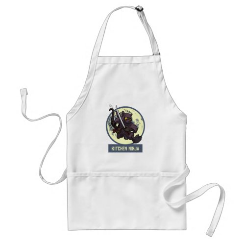 Jumping Black Cat Kitchen Ninja Animal Artwork Adult Apron