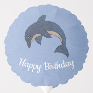 Jumping Blue White Cute Sparkling Dolphin Balloon