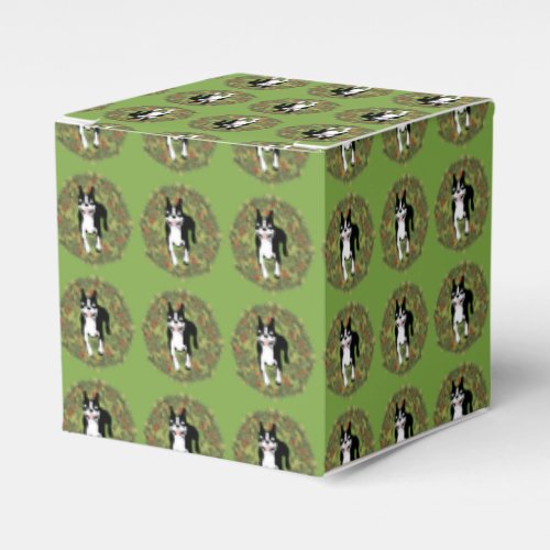 Jumping Boston Terrier Wreath Favor Boxes