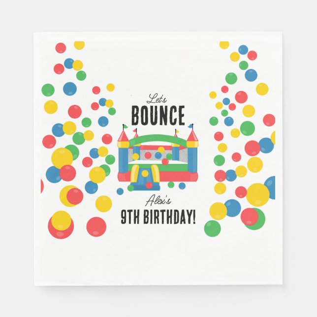 Jumping Bouncy Castle Kids Bounce Birthday Party Napkins (Front)