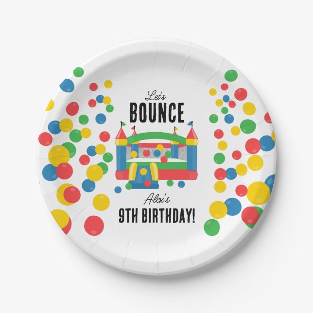 Jumping Bouncy Castle Kids Bounce Birthday Party Paper Plates (Front)