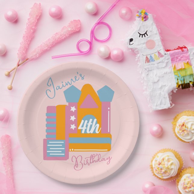 Jumping Bouncy Rental Party House Birthday Paper Plates (Party)