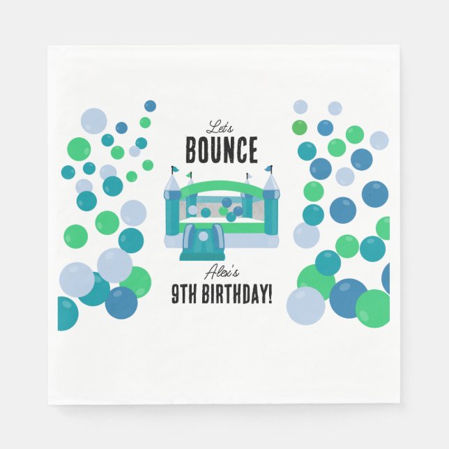 Jumping Castle Bouncy Boys Birthday Party Napkins (Front)