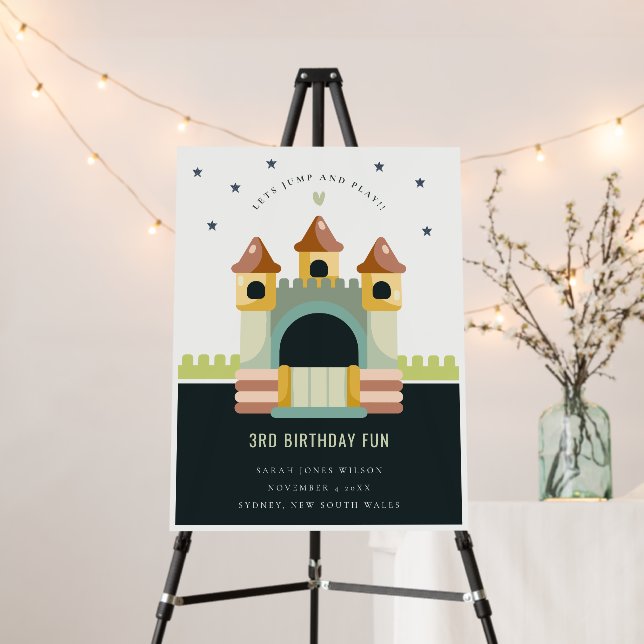 Jumping Castle Jump & Play Kids Birthday Welcome Foam Board (In Situ (Stand))