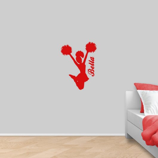 Jumping Cheerleader And Name Medium Wall Decal (Front)