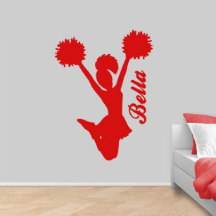 Jumping Cheerleader And Name X-Large Wall Decal