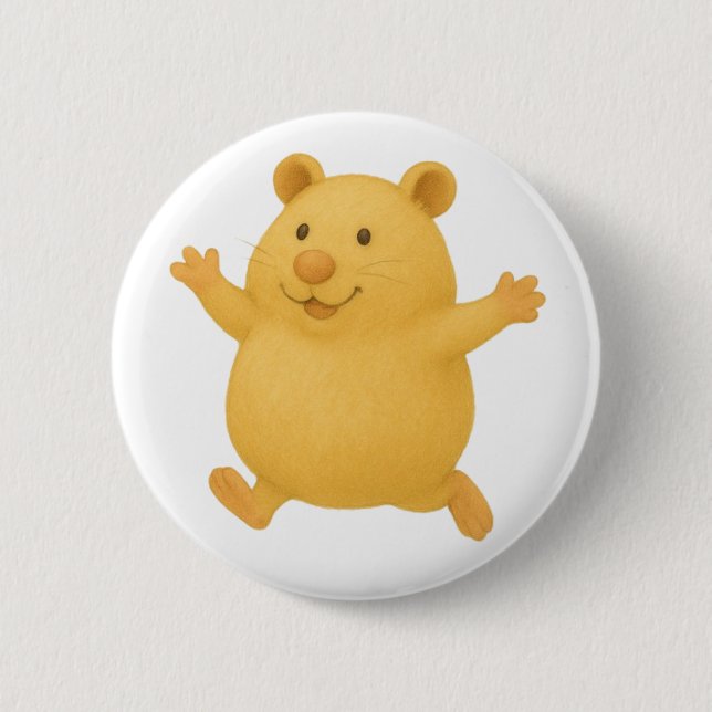 Jumping Cream Hamster Button Badge (Front)
