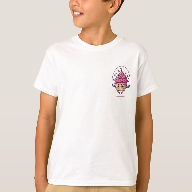 Jumping Cupcake Sprinkles Fun Kids T-Shirt (Front)
