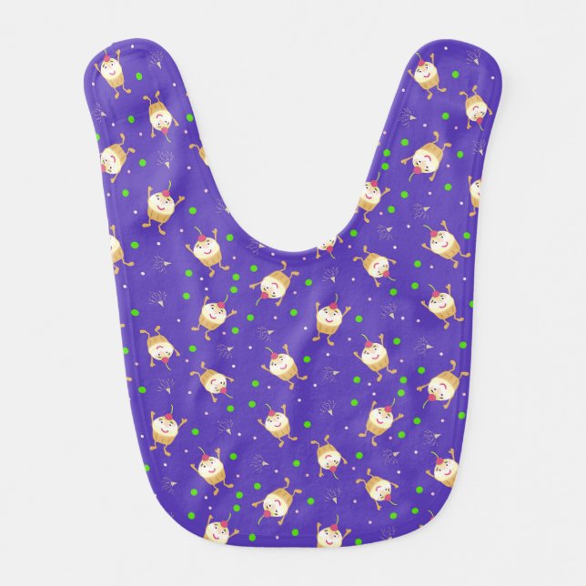 Jumping cupcakes  baby bib (Front)