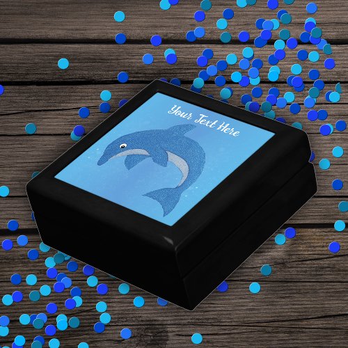 Jumping Cute Dolphin in Glittery Blue and White Gift Box