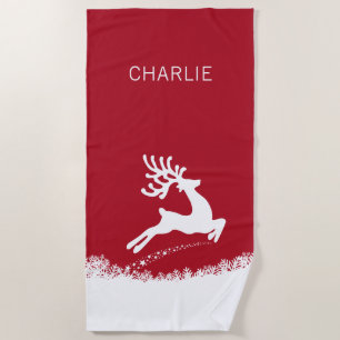 Jumping Deer custom text beach towel