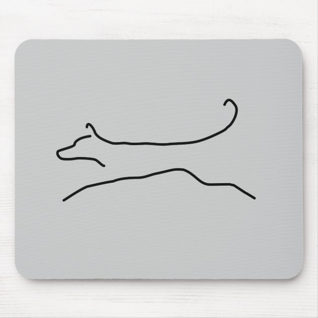 Jumping Dog Line Drawing Mouse Pad (Front)