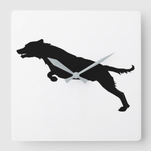 Jumping Dog Silhouette Square Wall Clock