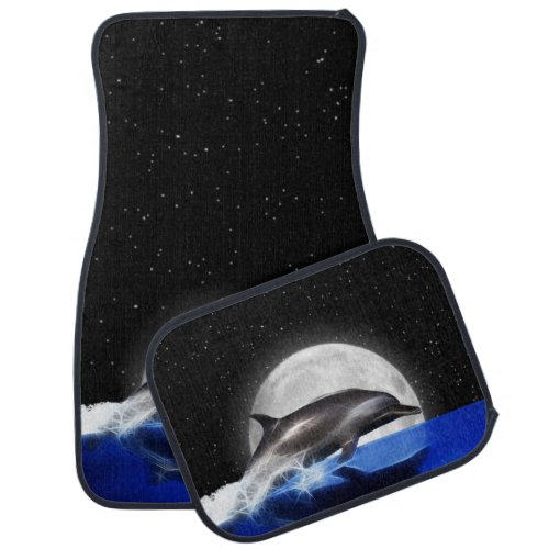 Jumping Dolphin and Moon Car Floor Mat