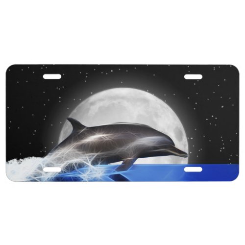 Jumping Dolphin and Moon License Plate