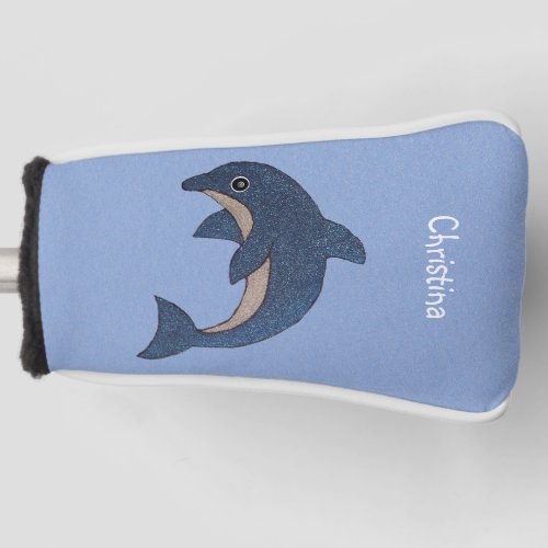 Jumping Dolphin Dark Blue White Swirl Eye Golf Head Cover