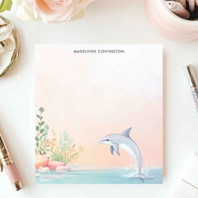 Jumping Dolphin Ocean Sea Personalized Name Notepad (Creator Uploaded)