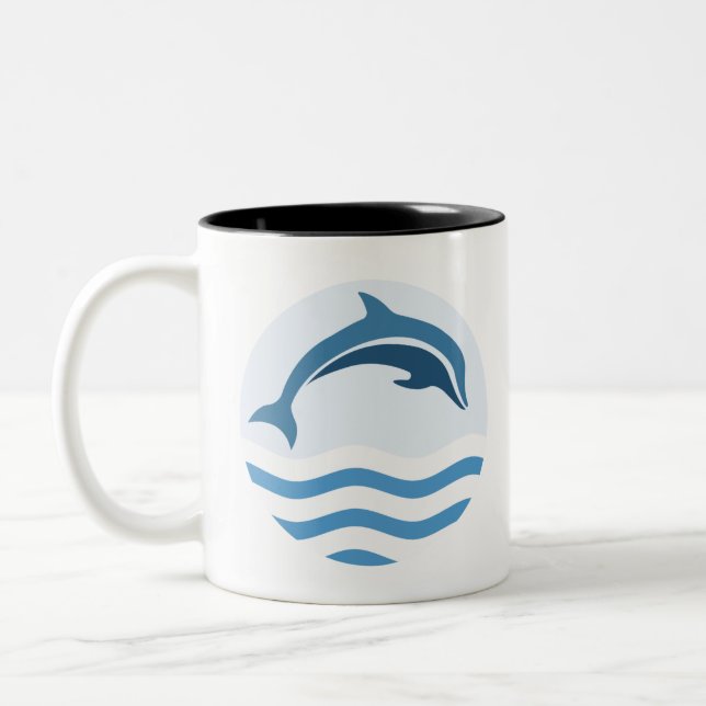 Jumping Dolphin Two-Tone Coffee Mug (Left)