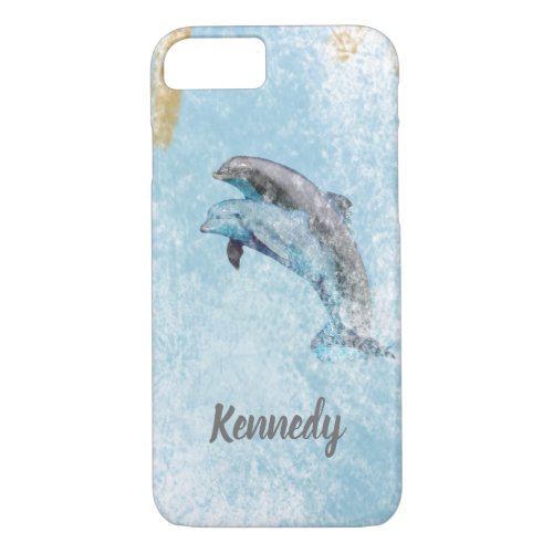 Jumping Dolphins Coastal Theme Art iPhone 87 Case