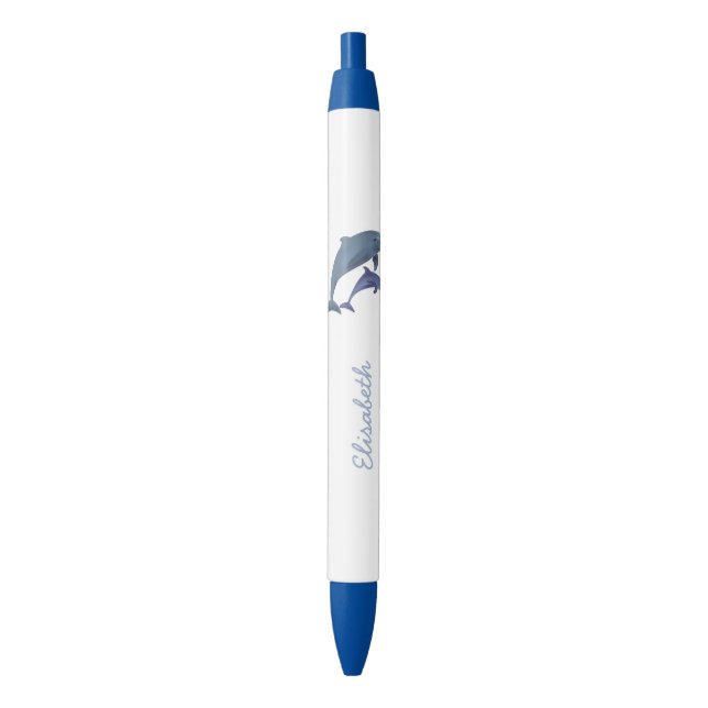 Jumping dolphins illustration name pen (Front Vertical)