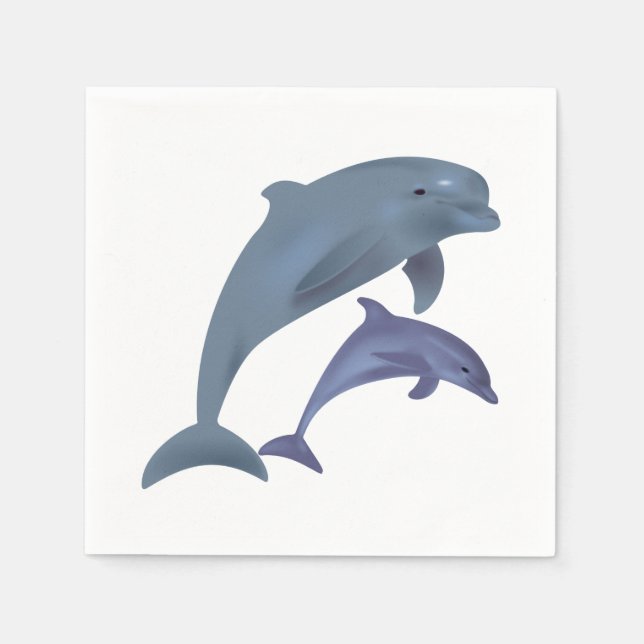 Jumping dolphins illustration paper napkins (Front)