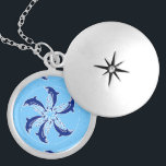 Jumping dolphins in a circle locket necklace<br><div class="desc">Jumping blue dolphins in a circle.</div>