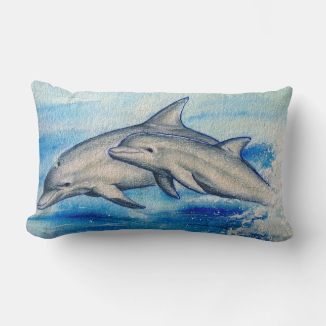 jumping dolphins lumbar pillow (Front)