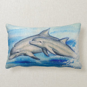 jumping dolphins lumbar pillow