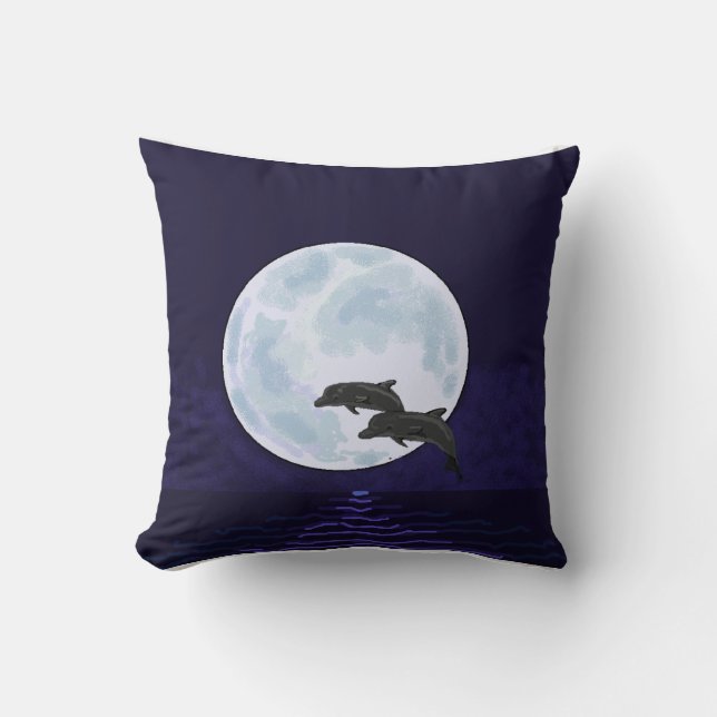 Jumping dolphins throw pillow (Front)