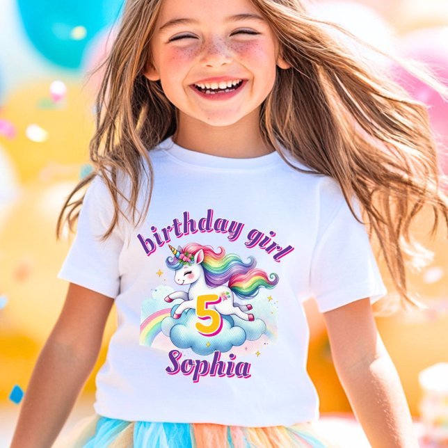 Jumping fantasy unicorn magical Girls birthday T-Shirt (Creator Uploaded)