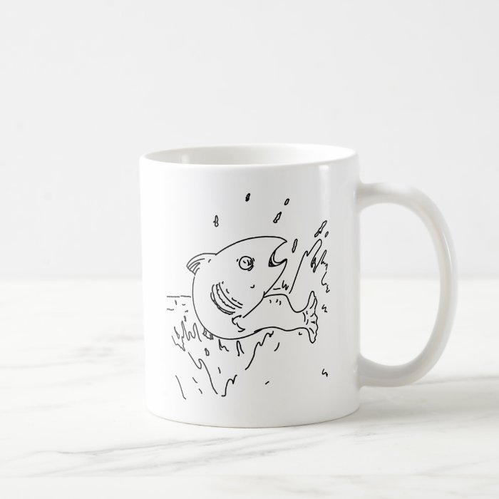Jumping Fish Outline Coffee Mugs