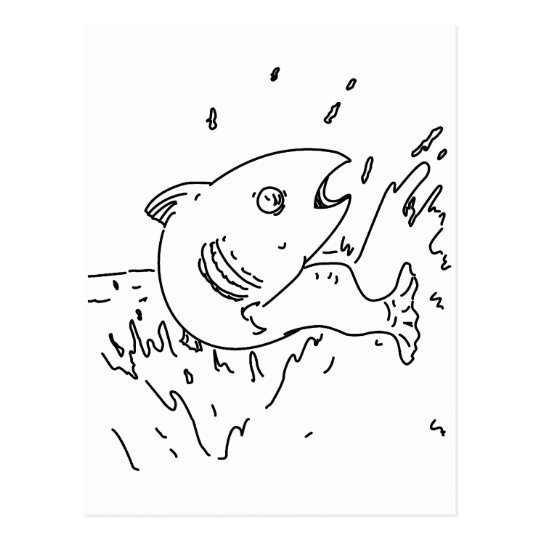Jumping Fish Outline Postcard | Zazzle.com