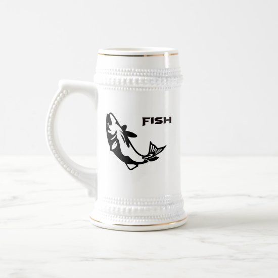 Jumping fish silhouette beer stein