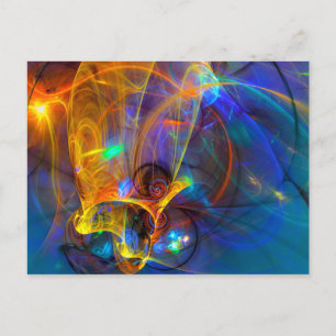 Jumping fish Sunset - colorful digital abstract ar Postcard