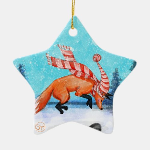 Jumping Fox Ornament