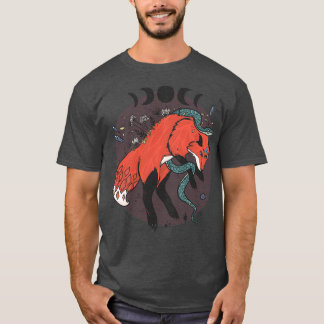 Jumping Fox With Snake And Gemstones T-Shirt