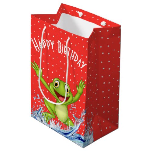 Jumping Frog On Polka Dots Medium Gift Bag