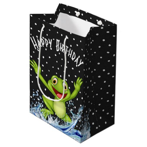 Jumping Frog On Polka Dots  Medium Gift Bag