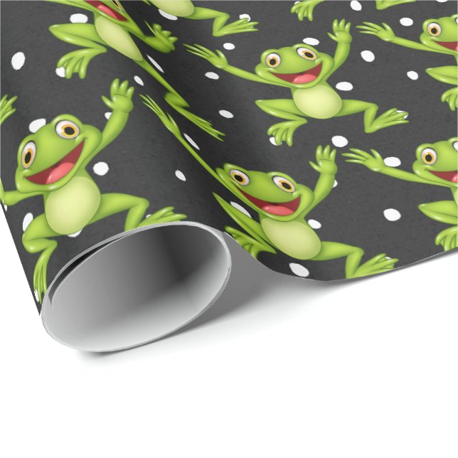 Jumping Frogs On Polka Dots Wrapping Paper (Roll Corner)