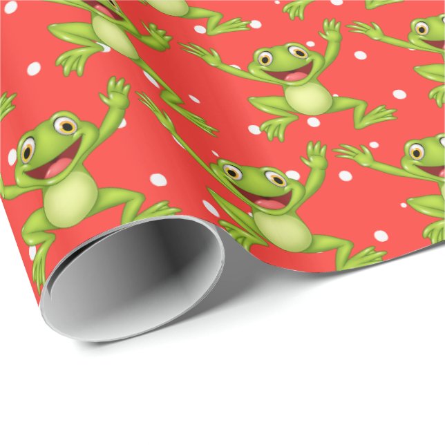 Jumping Frogs On Polka Dots  Wrapping Paper (Roll Corner)